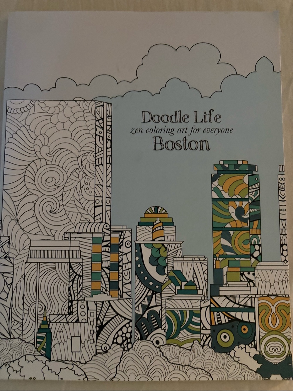 Boston Zen Coloring Art Book (Teal, Green, Yellow)